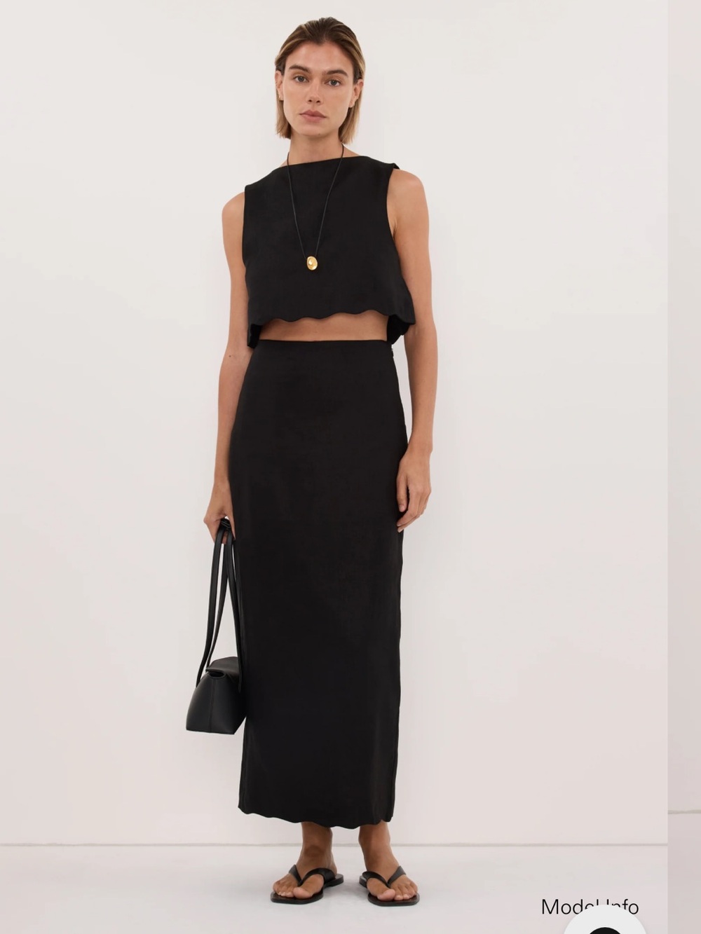 DISSH Lela Black Linen Midi Skirt 2